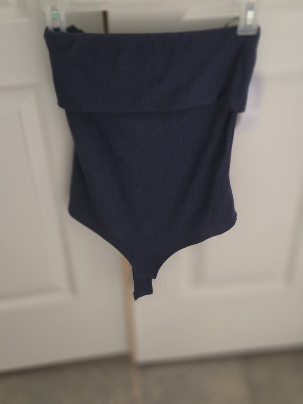 Women's Navy Ribbed Strapless Body Suit - Picture 3 of 4